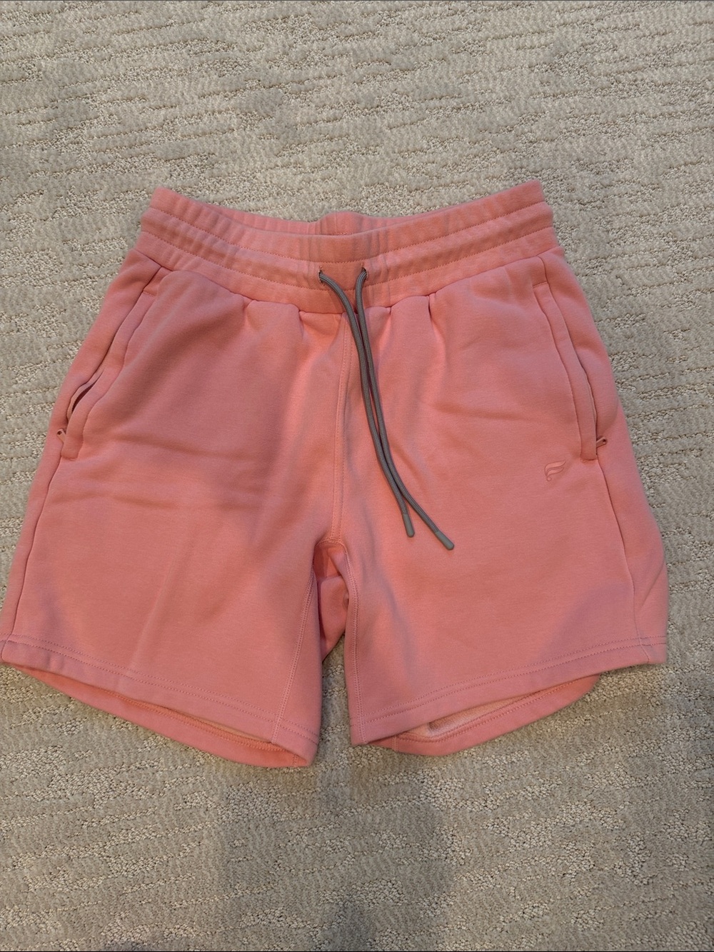 Coral Pink Fleece Drawstring Shorts